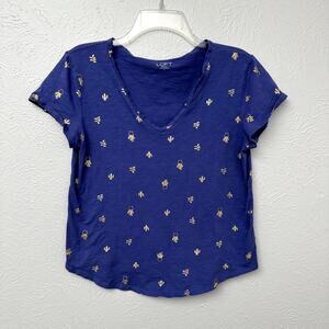 LOFT Blue and Gold Cactus Succulent T-shirt